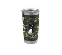 Common Loon Surrounded By Lady's Slipper Flowers 2 Stainless Steel Insulated Tumbler