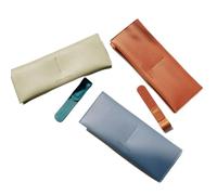 Common Nuovo Vegan Leather Pencil Case | Multi-Purpose Pen Case with Snap Button | Slim Pencil Pouch for Desk & Travel | Holds Pens, Cards, Sticky Notes & Apple Pencil | 7 Colors (Cerulean Blue)