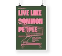 Common People - Lyric Poster: Indie Music Inspired Wall Art Britpop Poster, Bold Aesthetic Pink & Green Print, Home Decor, Music Lover