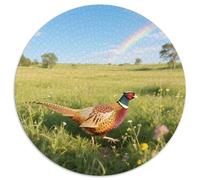Common Pheasant 1000 Piece Circular Puzzle Easy Yet Fun For Elderly Visual Attention Slow Paced Hobby Bird Retirement Gift Living Space Accent 1000pcs (67.5x67.5cm)