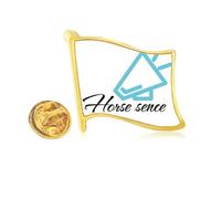Common Sense Cognitive Understanding Horses Golden Metal Flag Lapel Pin Badge
