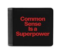 Common Sense is A Superpower Bi-fold Men's Wallets with 6 Card Slots Slim Travel Purse Leather Money Clip