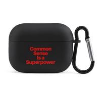Common Sense Is A Superpower Compatible with Airpod Pro Case Black-style | TPU Scratch-Resistant Drop-Proof Protective Cover with keychain