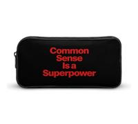 Common Sense is A Superpower Large Capacity Pencil Cases with Zippered Portable Pen Pouch Makeup Bag Office Supplies