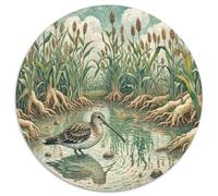 Common Snipe 1000 Pieces Jigsaw Bird Round Jigsaw for Adults And Kids Modern Unique Challenge Games Scene Creative 1000pcs (67.5x67.5cm)