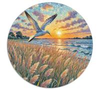 Common Snipe 1000 Pieces Jigsaws Bird Round Puzzle for Adults And Kids Cool Unique Challenge Games Scene Creative 1000pcs (67.5x67.5cm)