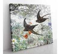 Common Swift Birds by Bruno Liljefors Classic Painting Canvas Wall Art Print Ready to Hang, Framed Picture for Living Room Bedroom Home Office Décor, 50x50 cm (20x20 Inch)