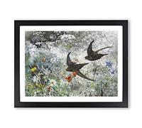 Common Swift Birds By Bruno Liljefors Classic Painting Framed Print | A4 Black Framed Wall Art | Ready to Hang | Classic Historical Picture | Living Room Bedroom Lounge Office