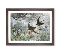 Common Swift Birds By Bruno Liljefors Classic Painting Framed Print | A4 Walnut Framed Wall Art | Ready to Hang | Classic Historical Picture | Living Room Bedroom Lounge Office