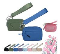 Commonlyto Wallet, The Wallet 2nd Gen, Waterproof Material, Zippered Card Case with Id Window/Hand Strap, for Women's Daily Travel (Green+Dark Blue)