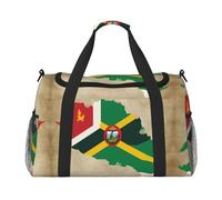 Commonwealth of Dominica flag map02 print Travel Duffle Bag Gym Bag for Women,Puffer Tote Bag,Weekender Overnight Bag Organizer, Black, One Size