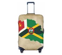 Commonwealth of Dominica Flag map02 Print Travel Luggage Cover Suitcase Cover Protector Suitcase Washable Baggage Covers Anti-Scratch