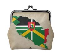 Commonwealth of Dominica flag map03 small makeup bag for purse,kiss lock bank card storage bag retro compact multifunctional change bag, Black, One Size, Art Deco