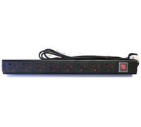 Comms2Go Vertical 8 Way Power Distribution Unit Rack Mount PDU Data Lan Cabinet, Aluminium, Compatible with Server, Network Switch, Other Rack-Mountable Devices, Black