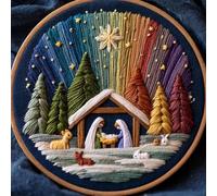 CommSin DIY Nativity Embroidery Set - Stitch The Holy Story, Christian Embroidery Kit for Adults Beginner, Christmas Cross Stitch Kit with A Spiritual Touch, Decorative Handmade Artwork (DZ0406)