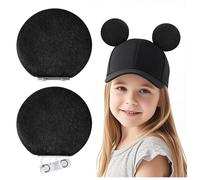 CommSin Magnetic Mouse Ears for Baseball Caps, Trucker Hats, Hoodies, Detachable Ear Clips, Hat Accessories Decor Gift for Families in Theme Parks, Parties & Halloween, Christmas 3.5" Black