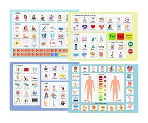 Communication Boards Set for Non Verbal Adults Aphasia Stroke Patients, Hospital and Care Home use, Picture Symbol Communication Cards