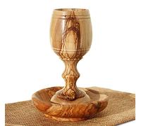 Communion Cup - The Lord's Supper - Kiddush - Olive Wood Cup and Olive Wood Bread Tray in Gift Bag