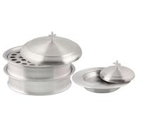 Communion Ware 2 Holy Wine Serving Trays with A Lid & 1 Stacking Bread Plate with A Lid - Stainless Steel (Matte), Stainless Steel