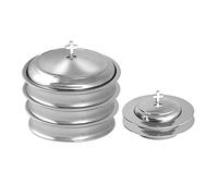 Communion Ware 3 Holy Wine Serving Trays with A Lid & 2 Stacking Bread Plates with A Lid - Stainless Steel (Mirror/Silver)