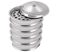 Communion Ware 5 Holy Wine Serving Trays with A Lid, Stainless Steel Church Supplies for Communion, Communion Ware Church Supplies Mirror Finish (Mirror, Silver)