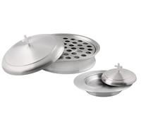 Communion Ware Holy Wine Serving Tray With A Cover & A Stacking Bread Plate With A Cover - Stainless Steel (Matte)