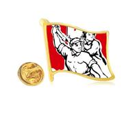 Communist Paper Red Patriotism Golden Metal Flag Lapel Pin Badge