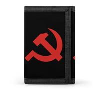 Communist Party of Vietnam Flag Trifold Men's Wallets with 8 Card Slots & Key Hook Slim Travel Purse Money Clip