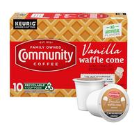 Community Coffee Vanilla Waffle Cones Ice Flavoured Coffee Pods 10 Capsules Compatible with Keurig 2.0 Brewers