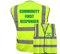 Community First Responder Yellow Hi Vis Safety Vest - Reflective High Visibility Waistcoat EN471 Certified for First Aid, Events, Volunteers by Brook Hi Vis