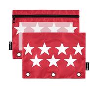 Community of Madrid Flag Pencil Pouch 3 Ring Binder Zipper Binder Pencil Bag Pen Pastel School Clear Binders Pockets Kids 9.8" x 7.1", 2 Packs