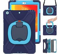 Commute Case for Samsung Tab A 8.0 T290 T295, Heavy Duty Shockproof Kids Case with Screen Protector 3 in 1 Shockproof Bumper with 360° Ring Holder Stand Carrying Strap (Navy Blue)