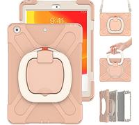 Commute Protective Case for iPad Pro 12.9 2021 with 3-in-1 Shock Resistant Screen Protector and 360 Degree Ring Stand - Pink