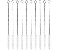 COMNICO 10 Pack Straw Cleaner Brush - Extra Long 12 Inches Stainless Steel Handle Nylon Wire Bristles Bottle Brush Set for Washing Glass, Silicone, Metal Straws, Teapot Spouts, Milk Bottles