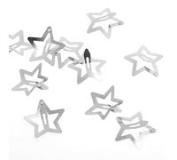 COMNICO 12 Pcs Star Clips Non-Slip Metal Snap Barrettes 2000s Y2K Accessories Shapes Pentagram Fashion Sparkling Hairpin Set Cool Personalized Style for Women and Girls (Silver)