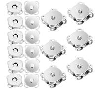 COMNICO 12 Sets Magnetic Snaps Buttons Plum Blossom Hidden Invisible Snap Closures 14mm Sew-On Fastener Clasps for Yarn Leather Purses Bag Clothes Handbags DIY Craft (Silver)