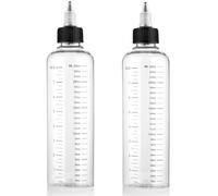 COMNICO 2 Pack Applicator Bottle for Hair 8.5oz Soft Squeeze Empty Oil Dispenser Hair Color Applicator Root Hair Dye PET Plastic Refillable Bottles for Salon Sylist with Graduated Scale and Twist Top