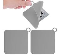 COMNICO 2 Pack tub Stopper Silicone Floor Drain Cover Deodorant mat Seal Plug Universal Shower Floor Sink Anti-Blocking Sticker Hair Catcher Bathroom (Grey)