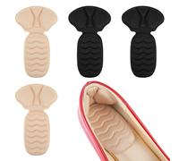 COMNICO 2 Pairs Heel Grips, Mesh Adhesive Shoe Liner Inserts for Loose Shoes Back of Heel Cushion Pads Shoe Too Big Snugs for Men Women Anti Blister (Black + Skin Color)