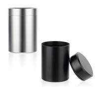 COMNICO 2 Pcs Mini Portable Daily Pill Case Heavy Duty Aluminium Alloy Round Pill Box Waterproof Medicine Organizer Bottle Container for Office Travel Outdoor Camping (Black Silver)
