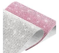 COMNICO 2 Pieces Bling Rhinestone Sheet Self Adhesive Glitter Crystal Car Decoration Gem Stickers 7.9 × 4.7 Inch Gem Sheet Diamond Stickers for Car&Craft Decoration Women DIY Home (Pink and Silver)