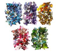 COMNICO 200pcs Butterfly Stickers PET Waterproof Transparent Colorful Resin Decals Decorative for Nature Scrapbook Planners Laptops DIY Handbook Paper Crafts