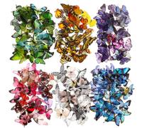 COMNICO 240PCS Butterfly Stickers, PET Waterproof Transparent Colorful Resin Decals Decorative for Nature Scrapbook Planners Laptops DIY Handbook Paper Crafts