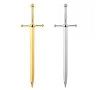 COMNICO 2pcs Silvery Metal Letter Opener, Envelope Slitter Mail Opener Tool Sword Wrapping Paper Cutting Knife Office Home Supplies with Ergonomic Grip Handle (Gold + Silver)