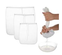 COMNICO 3 Pack Nut Milk Bag reusable Nylon Cheesecloth Fine Mesh Cheese Bags Food Strainer for Almond Soy Yogurt Cold Brew Coffee Tea Beer Celery Juice Fine Nylon Mesh, 3 Sizes