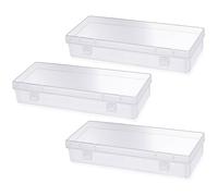 COMNICO 3 Pcs Storage Containers, Small Plastic Mini Clear Bead Rectangle Boxes Transparent Portable Cases Accessories for Jewelry Crafts Screws and Small Items
