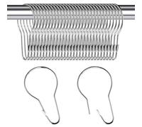 COMNICO 30PCS Shower Curtain Rings Stainless Steel Metal Rust Proof Decorative Hooks Loop Curtain Hangers Hanging Shower Clips for Bathroom Bedroom Kitchen Curtain Rods, Silver