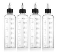 COMNICO 4 Pack Applicator Bottle for Hair, 8.5oz Soft Squeeze Empty Oil Dispenser Hair Color Applicator Root Hair Dye PET Plastic Refillable Bottles for Salon Sylist with Graduated Scale and Twist Top