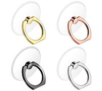 COMNICO 4 Pack Cell Phone Ring Holder Transparent Ring Holder Clear Finger Grip Ring Kickstand 360 Degree Rotation Ring Stand Compatible for Various Mobile Phones Tablets Readers