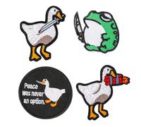 COMNICO 4 Pcs Patches Funny Cute Duck Bite Knife Patch Patch Embroidered Appliques Loop and Hook Patches Set for Backpacks Jackets Jeans